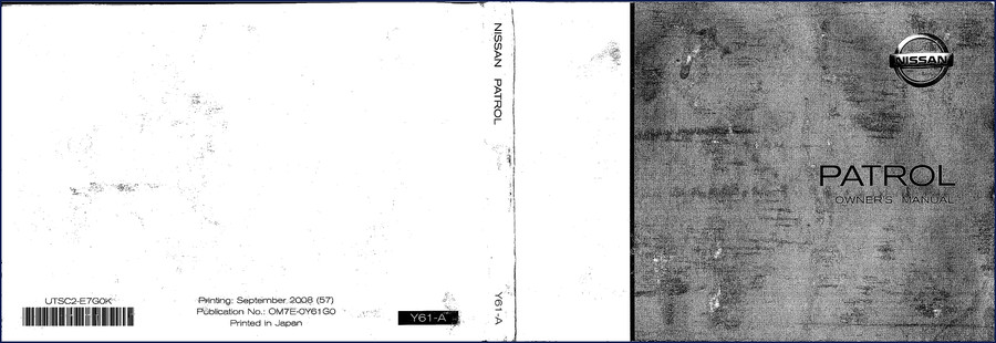 Nissan Y61 II 2000 User Manual cover showing factory manual with safety warnings and operational instructions
