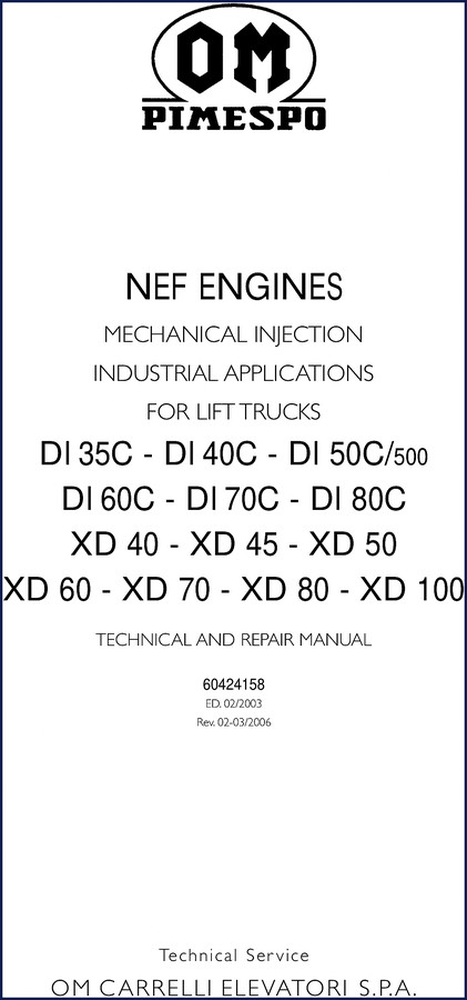 FIAT OM Carrelli Elevatori DI 35C forklift technical manual cover 2003 234 pages