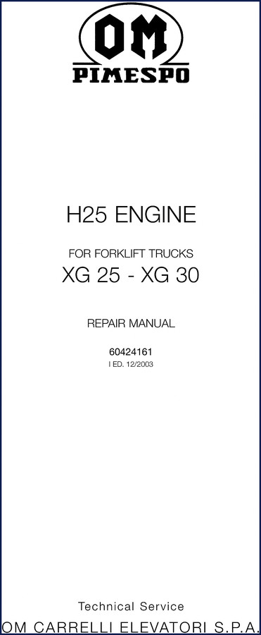 OM Pimespo XG 25 XG 30 2003 Repair Manual cover