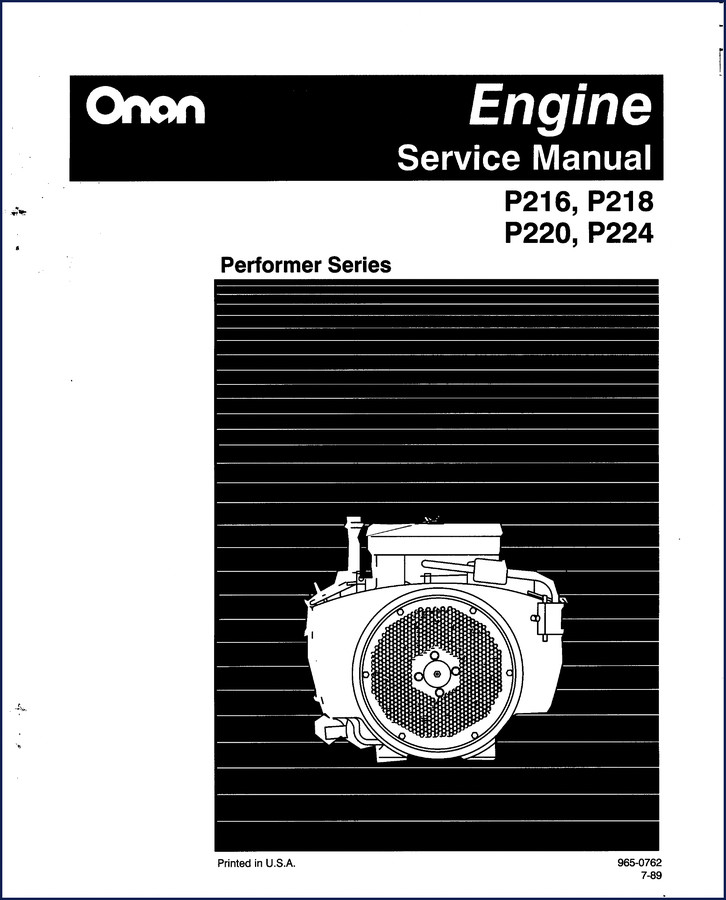 Onan P216 P218 P220 P224 1995 Service Manual cover