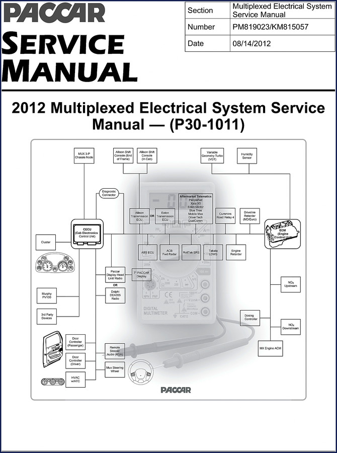 Paccar P30-1011 2012 Service Manual cover - factory multiplexed electrical system document