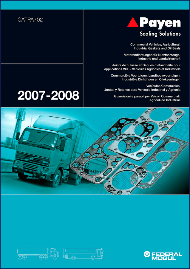 Payen 2007-2008 Sealing Solutions Parts Catalog cover for Bedford, Cummins, DAF, David Brown, Deutz/KHD commercial vehicle and industrial engines