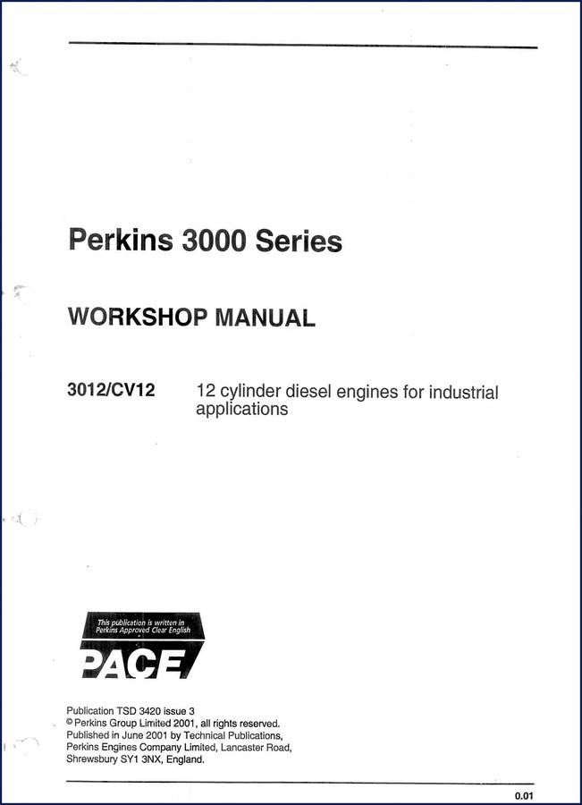 Perkins 3012 CV12 2001 Workshop Manual cover - 264 page factory repair guide