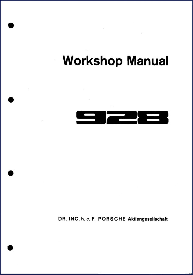 Porsche 928 1977 Workshop Manual – OEM factory repair manual cover showing 928 silhouette and specifications