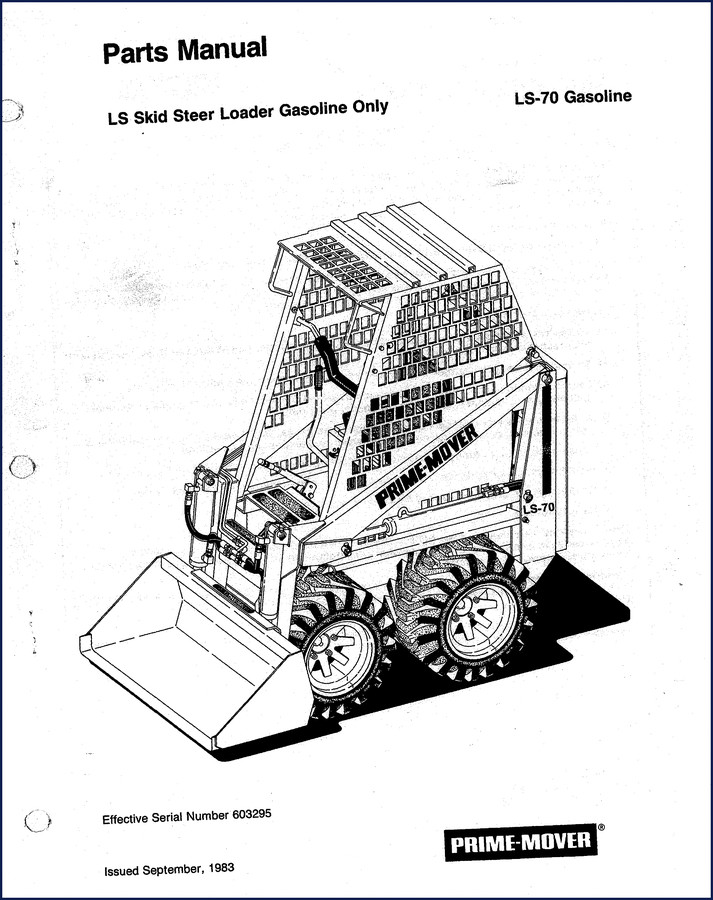 1983 Prime-mover LS-70 Skid Steer Loader Parts Catalog cover page