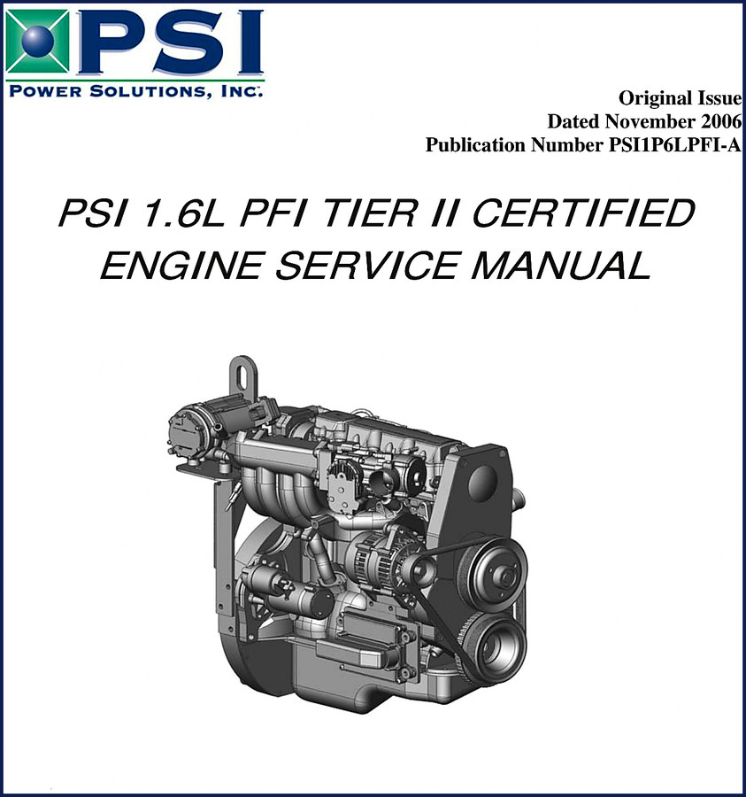 Palfinger Epsilon 1.6L PFI TIER II 2006 Service Manual cover showing PSI logo and engine diagram