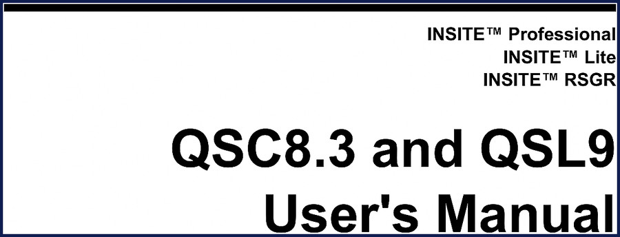 QSC QSC8.3 QSL9 User Manual 168 pages factory OEM documentation