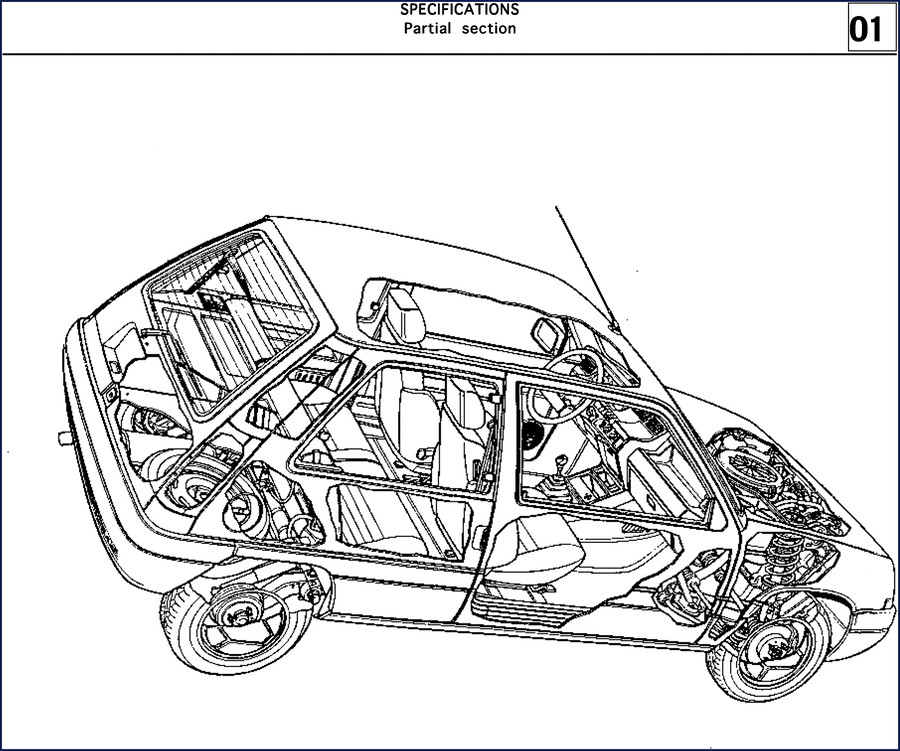 Renault C 405 Technical Manual cover showing specifications and dimensions section