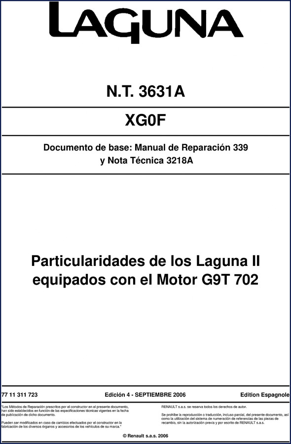 Renault Trucks Laguna II 2006 Repair Manual cover