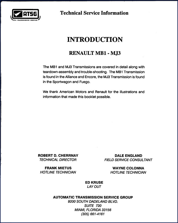 Renault Trucks MB1, MJ3 Transmission Technical Manual – 93 pages factory service cover