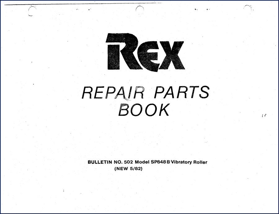 Terexlift SP848B 1982 Parts Catalog cover – OEM factory manual for Rex vibratory roller