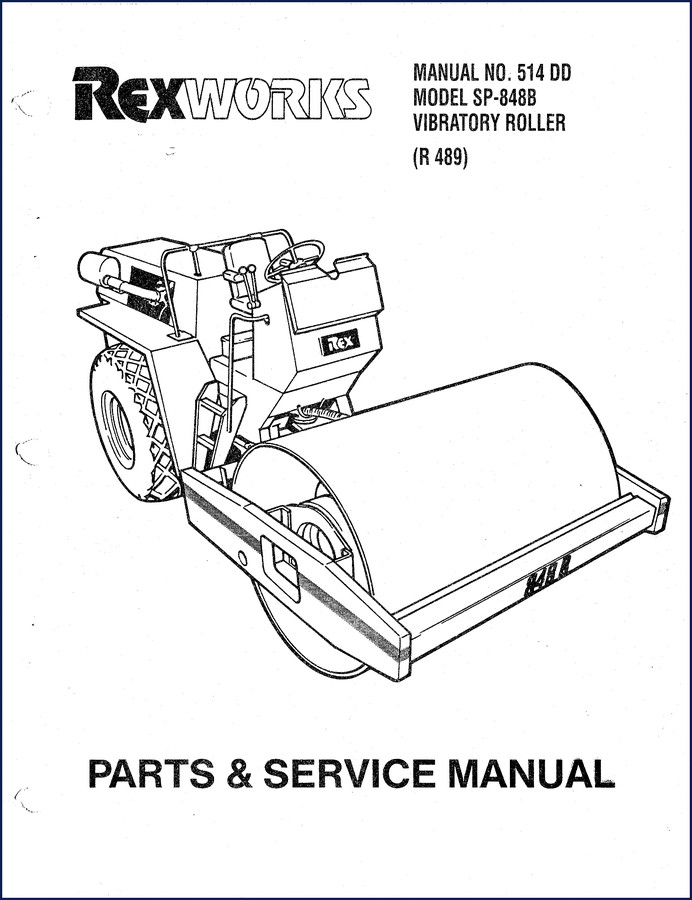 Rexworks SP-848B Parts Catalog cover page - OEM factory documentation for vibratory roller