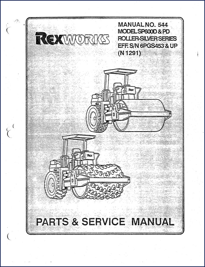 Rexworks SP600D and SP600PD Parts Catalog factory manual cover page