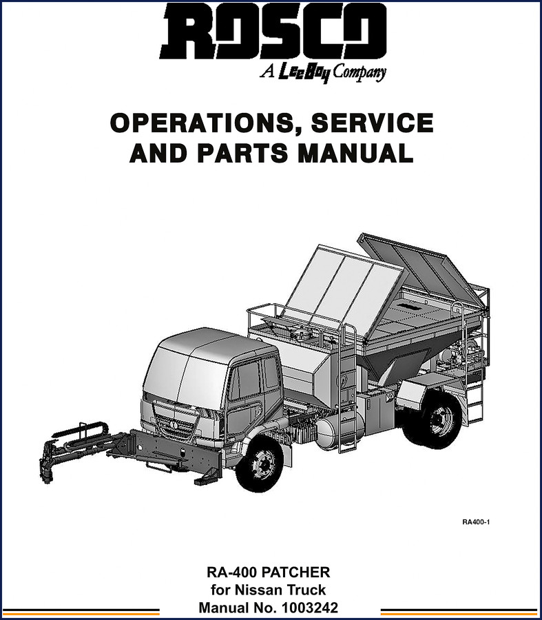 Rosco RA-400 Patcher Service Manual cover - 2010, 244 pages
