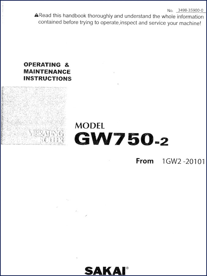 Sakai GW750-2 Vibrating Roller Parts Catalog cover page 134 pages OEM