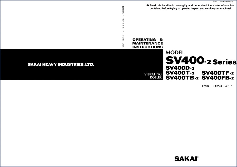 Sakai SV400D-2 Series Vibrating Roller User Manual - 77 pages