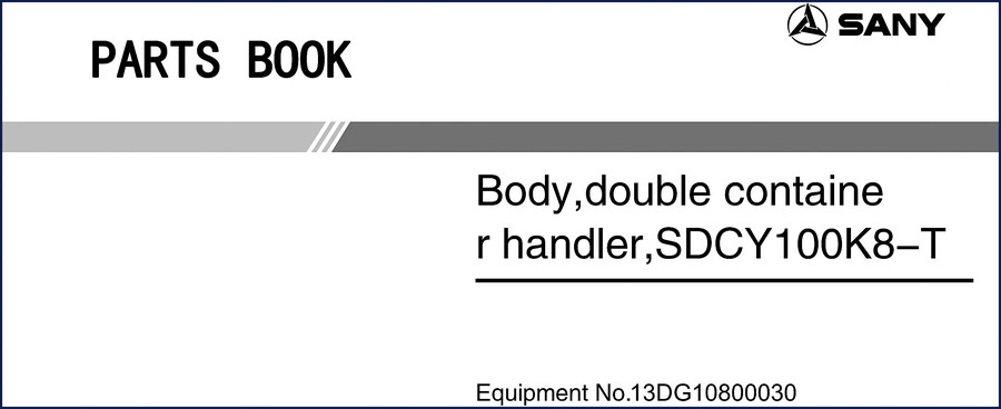 SANY SDCY100K8-T Parts Catalog 503-page factory OEM parts book cover
