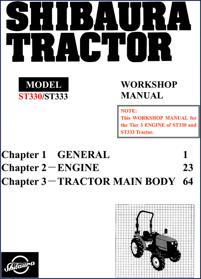 Shibaura ST330/ST333 Workshop Manual cover - factory shop manual