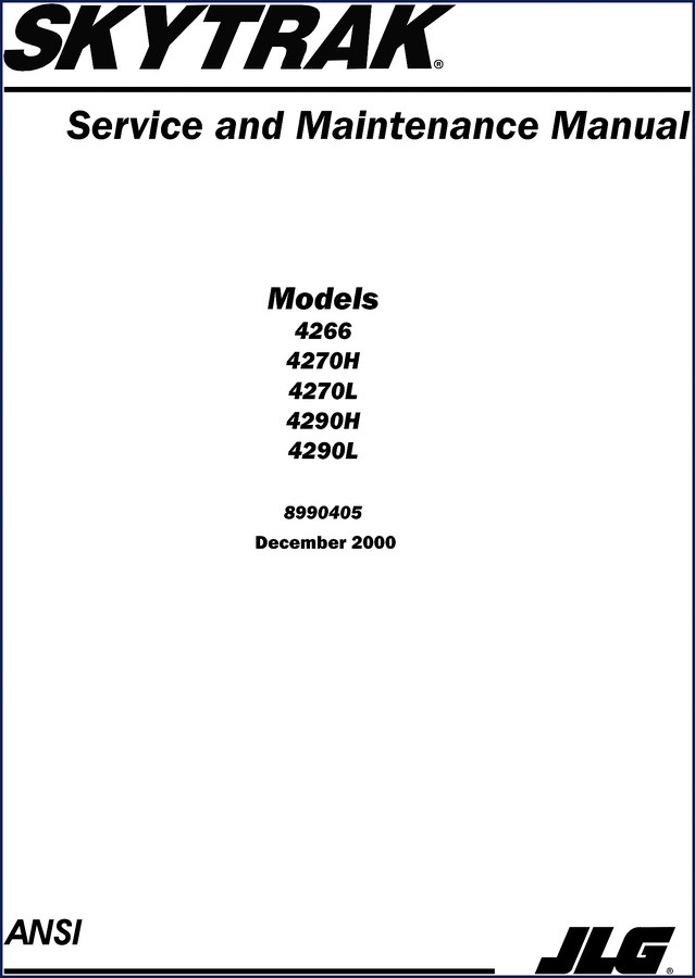 Skytrak 4266 parts catalog cover page 2000
