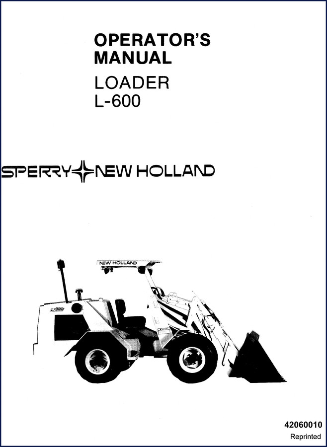 Sperry New Holland L-600 Loader Operators Manual 1986 cover