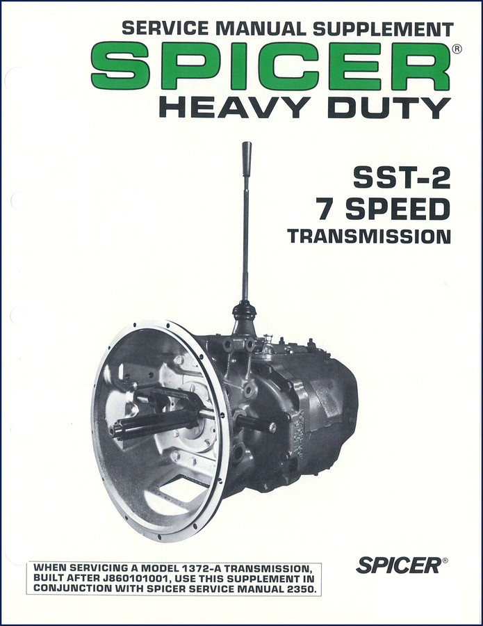 Dana Spicer 1372-A factory service manual cover showing SST-7 transmission