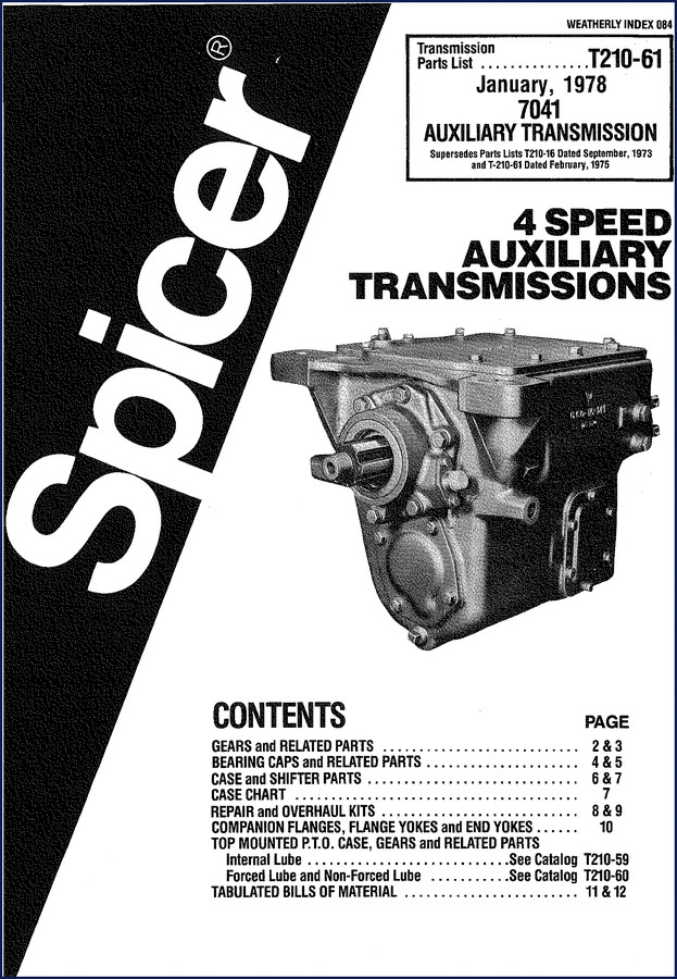 Spicer 7041 4-Speed Auxiliary Transmission Service Manual 1973 cover
