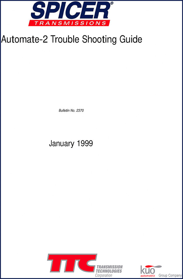 1999 Dana Spicer Automate-2 troubleshooting manual cover showing transmission cutaway and bulletin number 2370