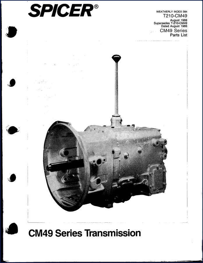 1988 Dana Spicer CM49 Transmission Parts Catalog cover page