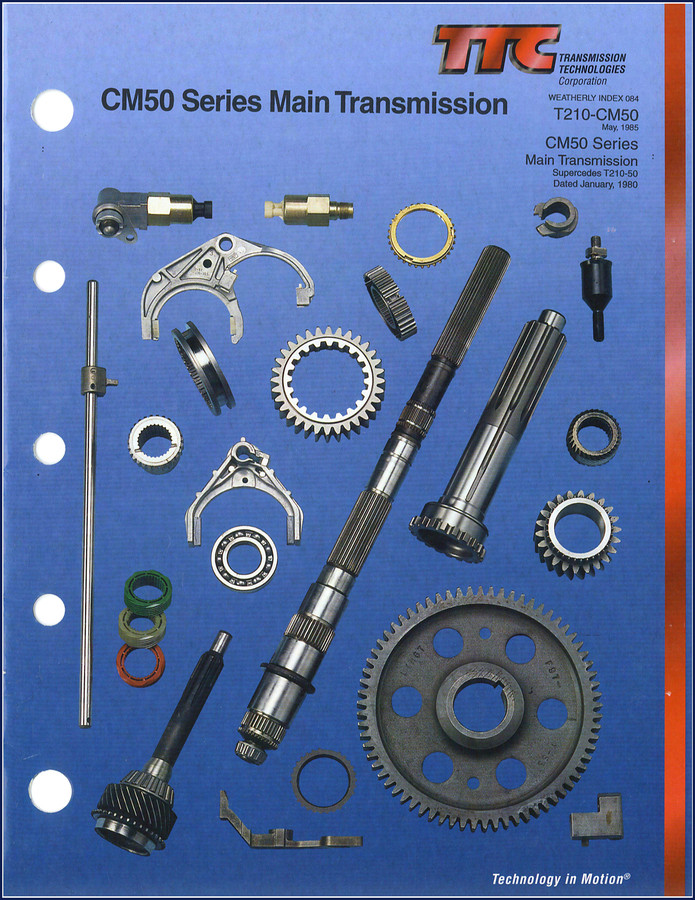 Dana Spicer CM50 1980 Parts Catalog cover showing transmission models