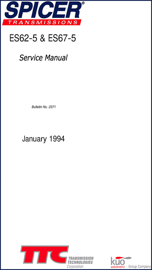 Dana Spicer ES62-5 ES67-5 1994 Service Manual cover
