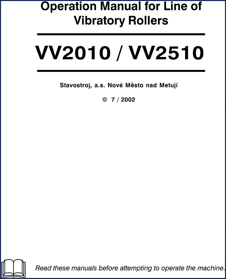 Stavostroj VV2010 VV2510 vibratory roller 2002 operators manual cover