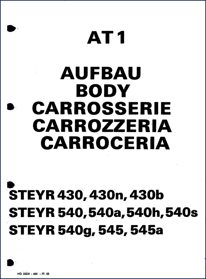 Steyr 430 430n 430b 540 540a 1977 Technical Manual - body and exhaust system diagrams