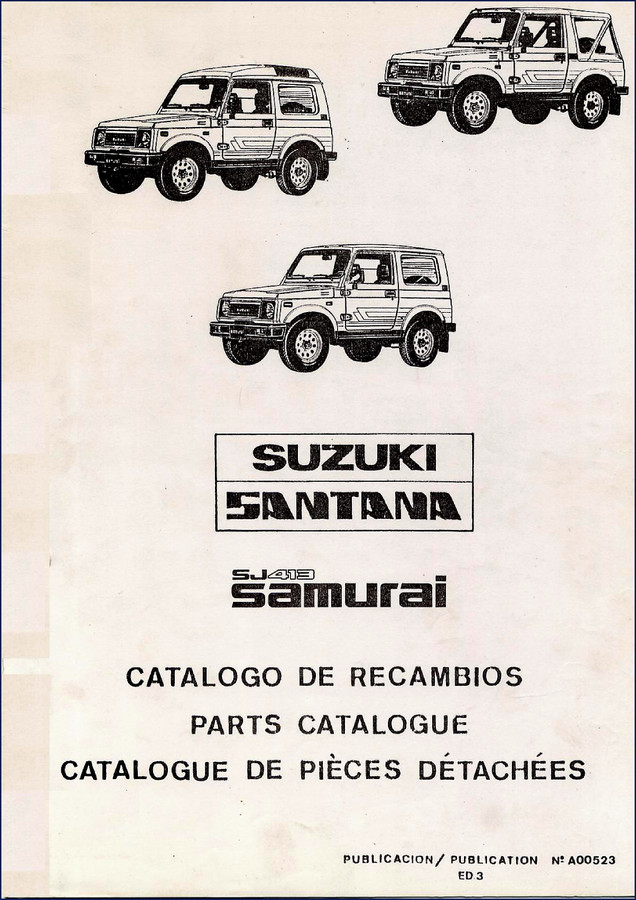 Suzuki Samurai SJ410 Parts Catalog cover page - OEM factory diagrams