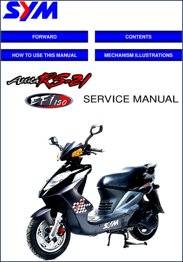 SYM ATTILA RS-21 EFI Service Manual - factory repair guide cover