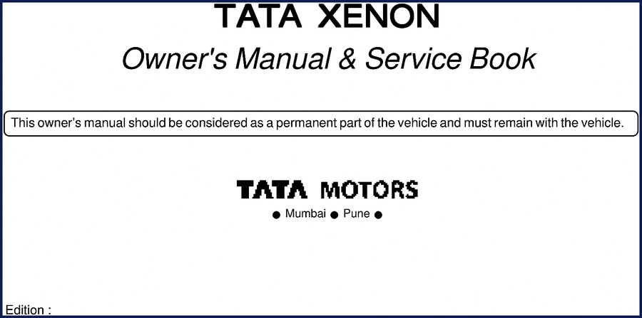 2004 TATA XENON User Manual cover – factory OEM document