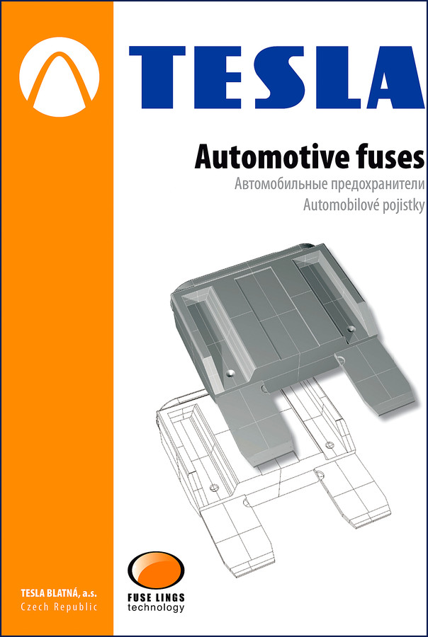 Tesla Automotive Technical Manual cover showing fuse types and ratings – 51 pages of factory electrical data