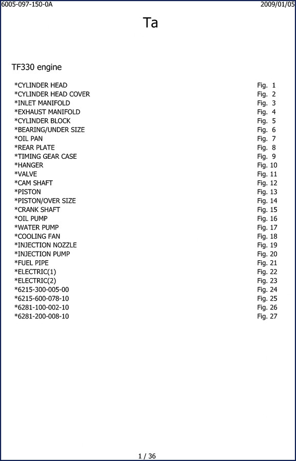 TF330 engine parts catalog cover 2009 – 182 pages of OEM exploded diagrams and part codes