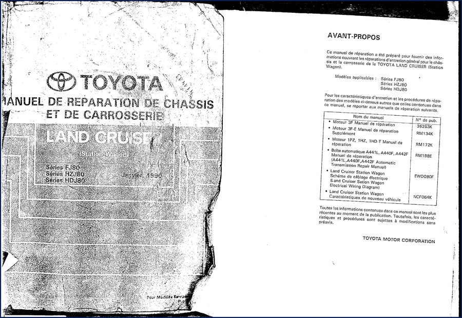 Toyota FJ80 HZJ80 HDJ80 1990 Repair Manual cover - Factory OEM shop manual