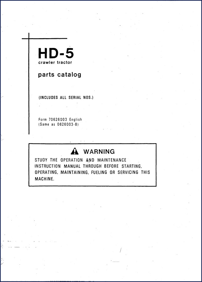 Tractomotive HD5A Parts Catalog cover - 188 pages factory manual for crawler tractor
