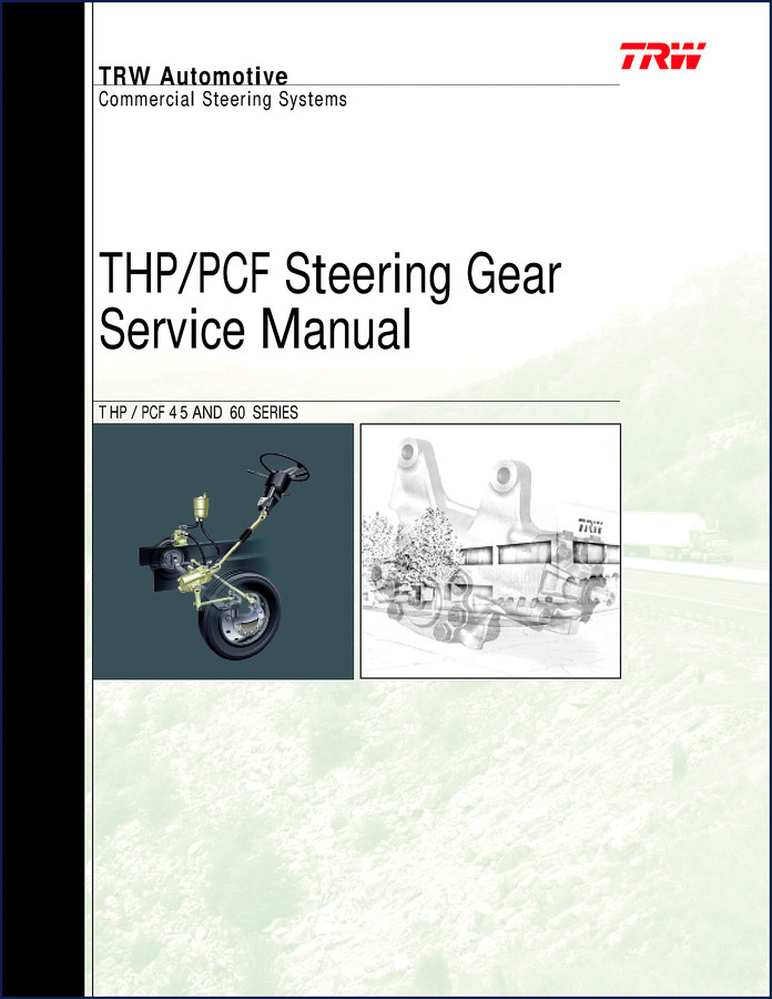 TRW THP PCF 4.5 and PCF 60 steering gear service manual from 2001, cover with part numbers and title