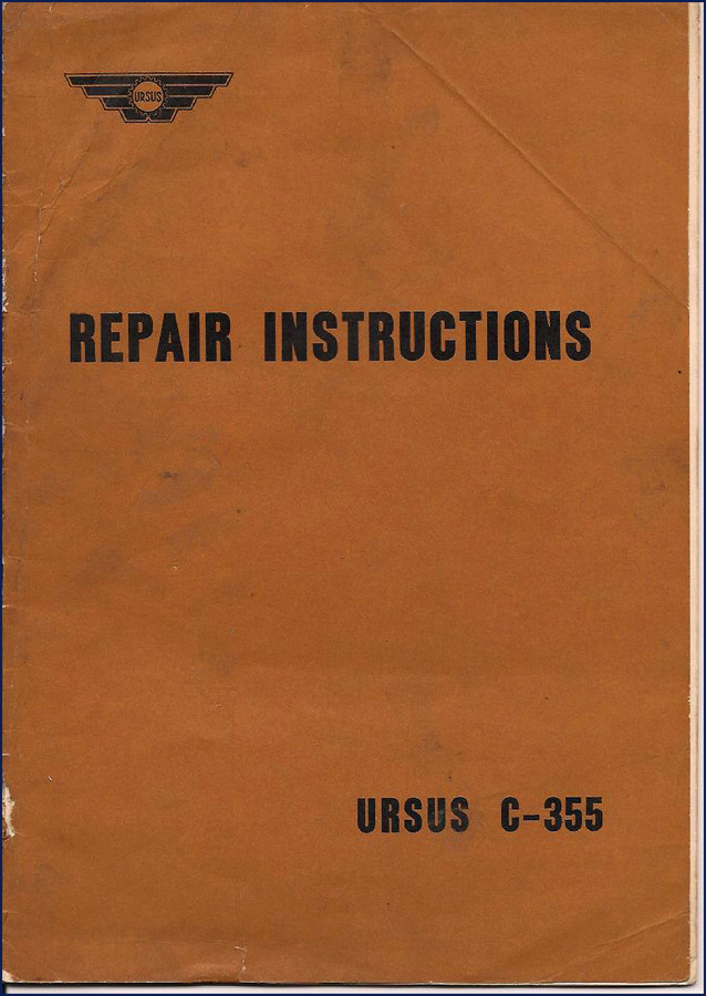 Ursus C-355 Operators Manual cover showing tractor model and factory documentation