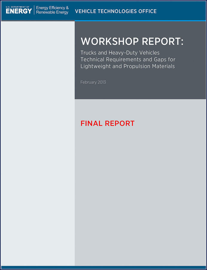 U.S. Department Of Energy Trucks Heavy-Duty Vehicles 2013 Technical Manual cover