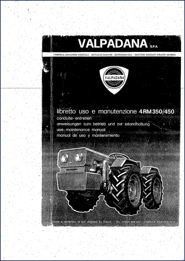 Valpadana 4RM 350 and 4RM 450 user manual cover - multi-language OEM document