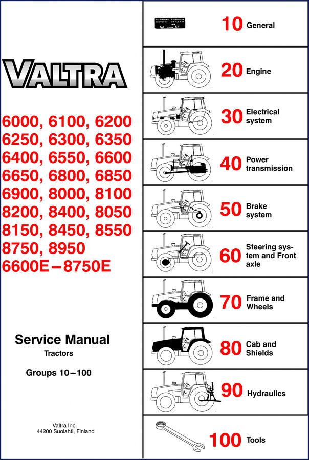 Valtra Valmet 6000 series service manual cover 2005