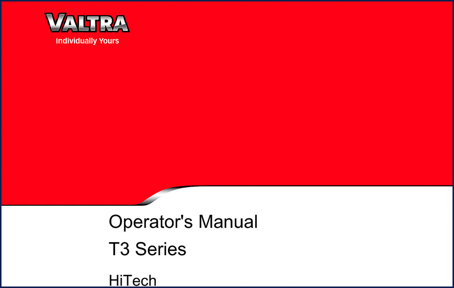 Valtra T3 HiTech operators manual cover for T133 H T153 H T173 H T193 H tractors