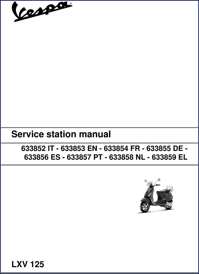 Vespa LXV 125 2007 Service Manual cover - 226 pages OEM Piaggio shop manual