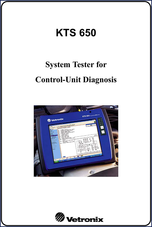 2004 Vetronix KTS 650 Diagnostics Manual cover page showing Bosch logo and product image