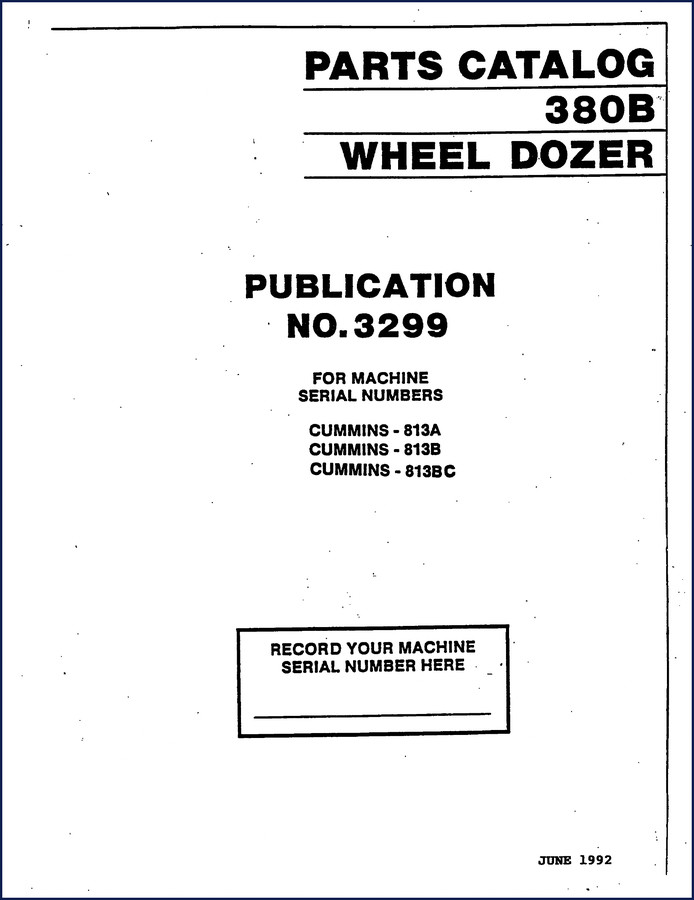 VME 380B 1992 Parts Catalog cover page showing wheel dozer