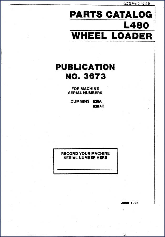 VME L480 1992 Parts Catalog factory OEM manual cover