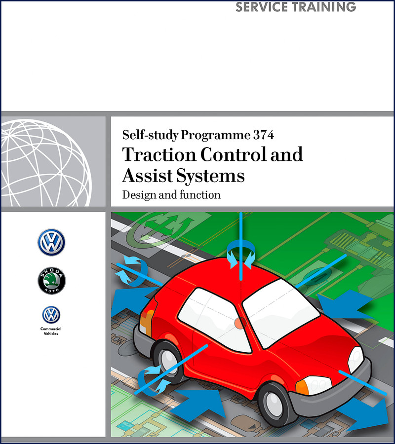 Volkswagen Audi VW Skoda Training Manual SSP 374 cover - 88 pages traction control and assist systems